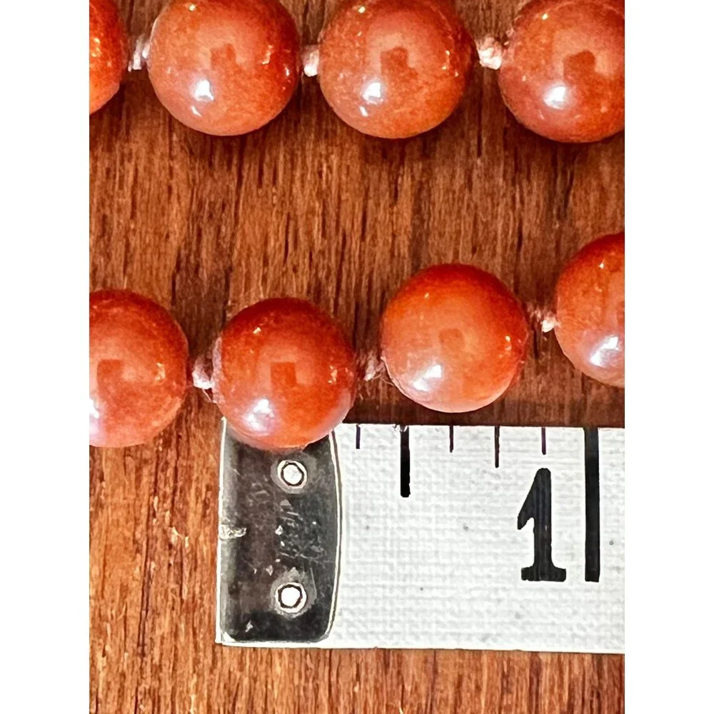 Goldstone Beaded Necklace 38" Long Round Polished Beads With Warm Brown Tones - Picture 9 of 9